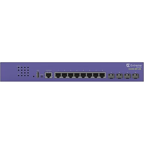 Extreme Networks ExtremeSwitching X435-8P-4S Ethernet Switch - 8 Ports - Manageable - 2 Layer Supported - Modular - 124 W PoE Budget - Twisted Pair, Optical Fiber - PoE Ports - Wall Mountable, Rack-mo