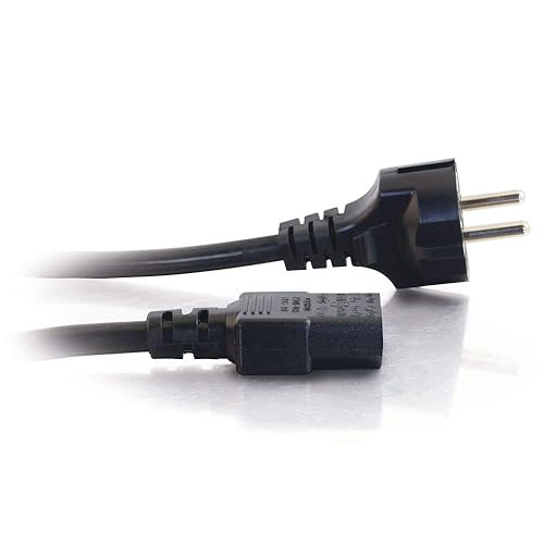C2G 03138 14 AWG European Power Cord - CEE7/7 to IEC320C13, TAA Compliant, Black (8.20 Feet, 2.5 Meters) 8.2 Feet