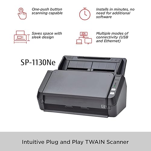 RICOH SP-1130Ne Easy-to-Use Colour Duplex Document Scanner with Automatic Document Feeder (ADF) and Twain Driver