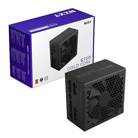 NZXT C750 Gold Core - 750W ATX 3.1 Power Supply - 80 Plus Gold - Cybenetics Platinum - Fully Modular - PCIe 5.1 300W 12V-2x6 - Zero RPM Fan - 105°C Capacitors - Black Black 750W Gold Core Core ATX 3.1