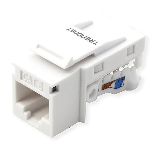 TRENDnet Cat6 RJ45 Keystone Jack 50-Pack Bundle, TC-K50C6, Compatible with Cat5/Cat5e/Cat6 Cabling, 90° Angle Termination, Use with The TC-KP24 or TC-KP48 Blank Keystone Patch Panels(Sold Separately) 50-Pack Keystone Jacks - White