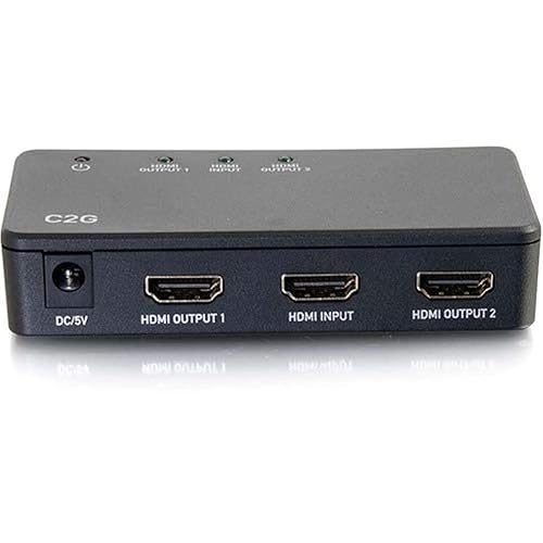 Legrand - C2G 2 Port HDMI Splitter, 4K UHD Signal Splitter, Black HDMI Splitter with Input to Output Splitter, 1 Count, C2G 41057