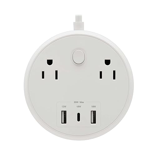 Tripp Lite Safe-IT 30W Surge Protector, 2 Outlets & 2 USB + 1 USB-C Port for Fast Charging, 300 Joules, 6 Foot 5-15P Cord, Manufacturer's Warranty & $25,000 Insurance (TLP26PD30WCAM)