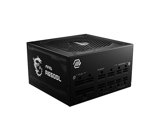 MSI MAG A650GL Gaming Power Supply - Full Modular - 80 Plus Gold Certified 650W - Compact Size - ATX PSU 650W MAG A650GL