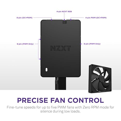 NZXT Control Hub - Digital RGB Lighting and PWM Fan Speed Controller - Control Up to 5 x PWM Fans or 4 x NZXT Single-Frame Fans - Powered by NZXT CAM Software