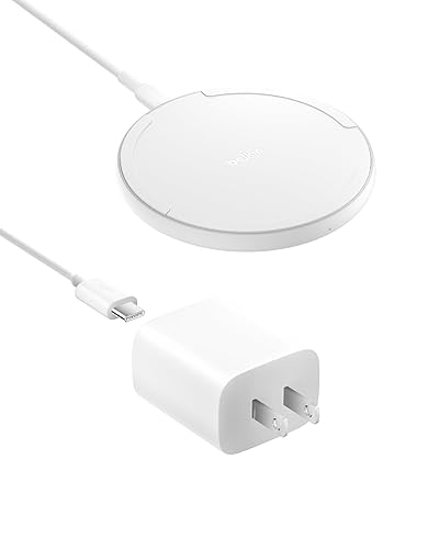Belkin Wireless Charging Pad 15W - Qi Charger, Charging Station for Apple iPhone 16, iPhone 15/14/13 Series, AirPods, Samsung Galaxy S25, Galaxy S24, Pixel - Power Supply and Cable Included - White