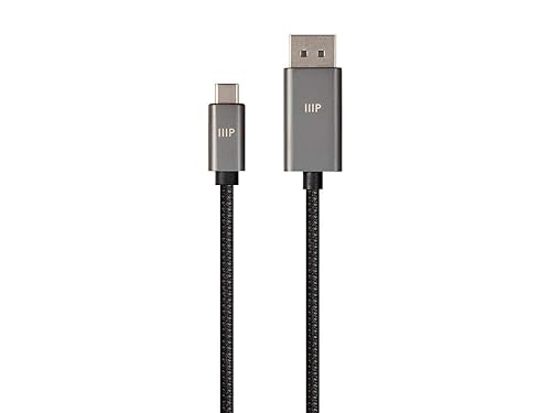 Monoprice Bidirectional USB Type-C to DisplayPort Cable - 6 Feet - Black | 4K@60Hz, Easy Plug and Play, Nylon-Braided Jacket (139240)