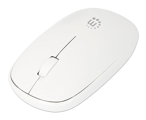 MANHATTAN Wireless Mouse, 2.4G with USB-A Plug Slim Portable Computer Mouse with Nano Receiver for PC, Laptop, Computer, Notebook (White) - 190329
