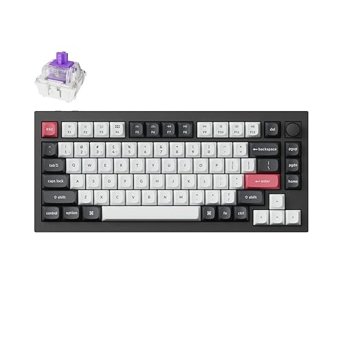 Keychron Q1 HE Hot-swappable RGB Wireless Mechanical Keyboard 2.4 GHz & Bluetooth Hall Effect Switches Aluminum Frame with Knob 75% Layout (84 Keys) for Windows Mac OS, Carbon Black (Q1H-M1) Hall Effect Switch Carbon Black