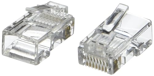C2G 11381 RJ45 Cat5e Modular Plug for Round Stranded Cable Multipack (100 Pack) TAA Compliant, Clear