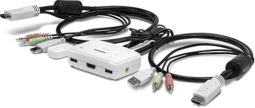 TRENDnet 2-Port HDMI KVM Switch, Control 2 Computers with One Set of Console Controls, Full HD 1080P, HDMI and 3.5 mm Analog Audio, Monitor Switch, Windows and Mac KVM Switch Software, White, TK-215I 2 Port Kit HDMI