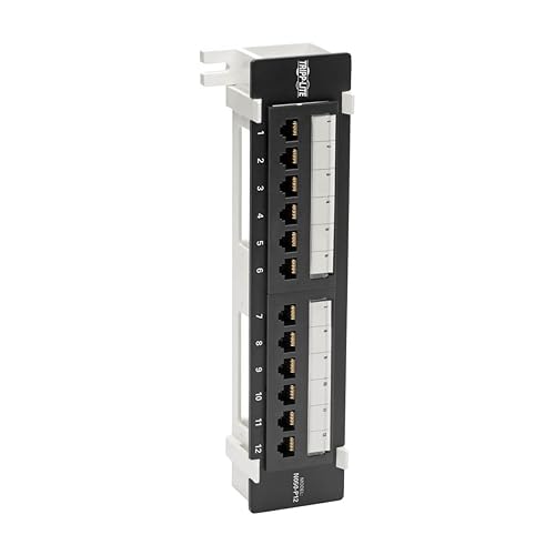 Tripp Lite Cat5/Cat5e Wall-Mount PoE-Plus Compliant Patch Panel 12-Port 110/Krone 568A/B RJ45 Ethernet TAA