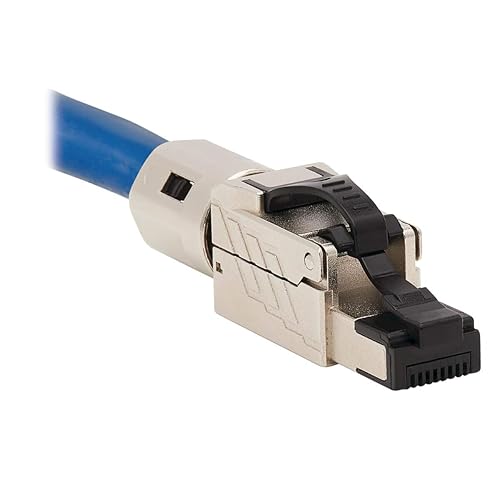 TRIPP LITE Cat6a RJ45 Termination Plug, Cat6a Ethernet Connector, MPTL, Tool-Free Shielded Plug, 100W High-Power PoE & PoE++, TAA, Black (N238-P01-MPTL-A)