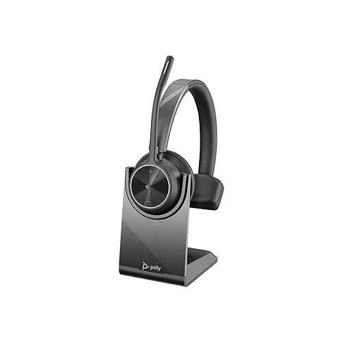 Poly - Voyager 4310 UC Wireless Headset + Charge Stand (Plantronics) - Single-Ear Headset- Connect to PC/Mac via USB-C Bluetooth Adapter, Cell Phone via Bluetooth-Works w/Teams, Zoom&More, Charge Stand (Teams Version) 77Y97AA