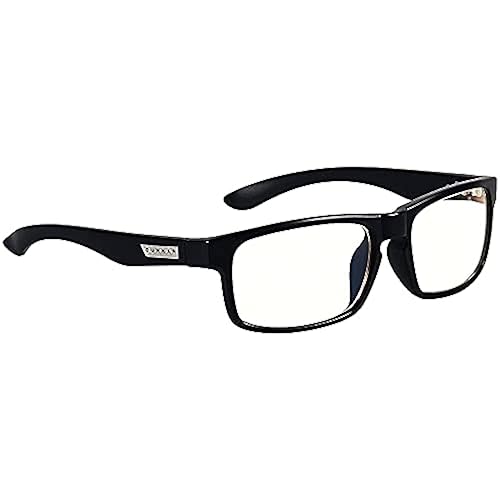 GUNNAR Optiks ENI-00109 Enigma Computer Glasses with Liquet Lenses Block Blue Light, Onyx Amber Lens Clear Lens