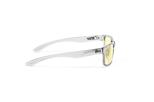 GUNNAR Optiks ENI-06701 Enigma Computer Glasses-Block Blue Light, Anti-Glare, Minimize Digital Eye Strain-Prevent Headaches, Reduce Eye Fatigue and Sleep Better Amber Lens Gray Crystal