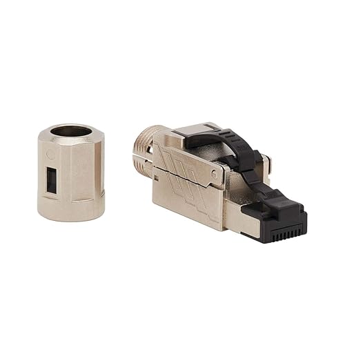 TRIPP LITE Cat6a RJ45 Termination Plug, Cat6a Ethernet Connector, MPTL, Tool-Free Shielded Plug, 100W High-Power PoE & PoE++, TAA, Black (N238-P01-MPTL-A)