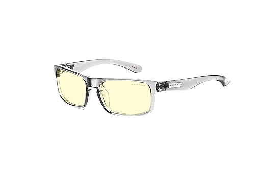 GUNNAR Optiks ENI-06701 Enigma Computer Glasses-Block Blue Light, Anti-Glare, Minimize Digital Eye Strain-Prevent Headaches, Reduce Eye Fatigue and Sleep Better Amber Lens Gray Crystal