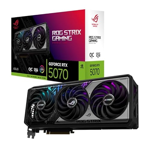 ASUS ROG Strix GeForce RTX™ 5070 OC Edition 12GB GDDR7 Graphics Card (PCIe® 5.0, 12GB GDDR7, HDMI®/DP 2.1, 3.2-Slot, Axial-tech Fans, MaxContact Design, Phase-Change GPU Thermal pad, Aura sync) ROG Strix RTX5070|OC