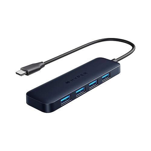 Hyper Drive 4 Port USB A to USB C Hub. Connect Devices w/ 4 Fast USB-A Ports, 5Gbps Data Transfer Speed USB A and C Hub. Plug-and-Play Hyper USB C Hub. Made with EcoSmart Recycled Materials.
