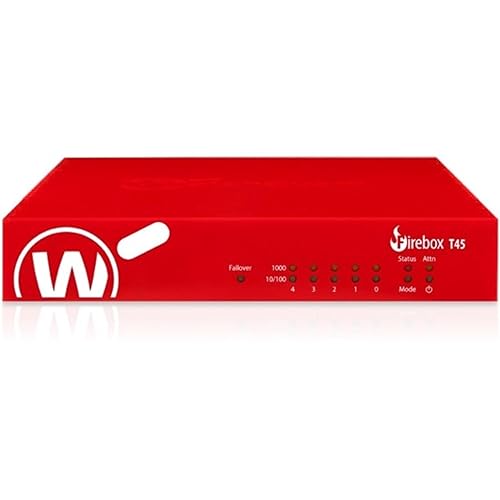 WatchGuard Firebox T45-W-PoE Network Security Appliance with 1 Year Standard Support License - Advanced Firewall, VPN, Intrusion Prevention (WGT48001-US)
