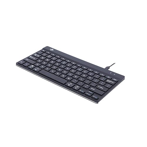 R-Go Tools Compact Slim Ergonomic Wired-USB-C Keyboard for PC/Computer/Desktop/Windows/Linux/Mac QWERTY (US), Break LED Function, Black (Black)