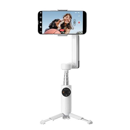 Insta360 Flow Gimbal Stabilizer for Smartphone, AI-Powered Gimbal, 3-Axis Stabilization, Built-in Tripod, Portable & Foldable, Auto Tracking Phone Stabilizer, Video Recording, Summit White