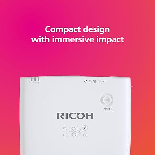 RICOH PJ WUL5A50 Compact 3LCD Laser Projector | 5200 Lumens | 1920x1200 WUXGA w/4K Input | 30-300 Screen Size | 360° Installation | Up to 30k hours | Built-in 16W Speaker Standard Throw