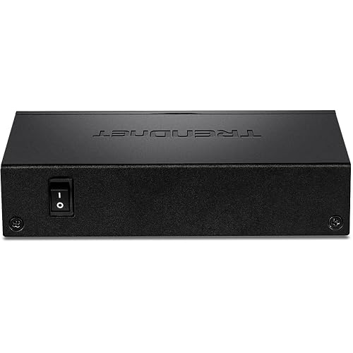 TRENDnet 5-Port Gigabit PoE+ Switch, Camera DIP Switch extends PoE+ 200m (656 ft.), 60W PoE Budget, Black, TPE-TG51g