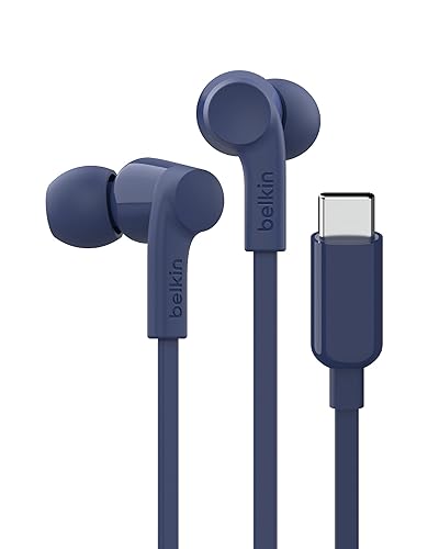 Belkin SoundForm Wired Earbuds with USB-C Connector, in-Ear Earphones w/Microphone - Headphones for iPhone 17, iPad mini, Galaxy S25, Android, and More with USB-C Connector (USB-C Headphones) - Blue