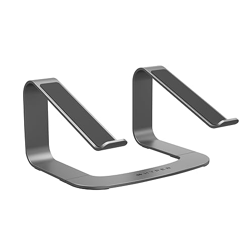 Hyperspace Ergonomic Laptop Stand for Desk — Durable Aluminum Laptop Stand for MacBooks & Devices up to 16 — 5.9 Fixed Height for Optimized Comfort & Cooling (Grey)
