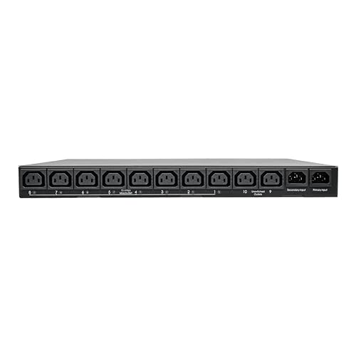 Tripp Lite Metered PDU with ATS, 2/2.4KW Single Phase, 200/240V, 2 C14 Input, 3.6M Cords, TAA (PDUMH15HVAT) Metered + ATS
