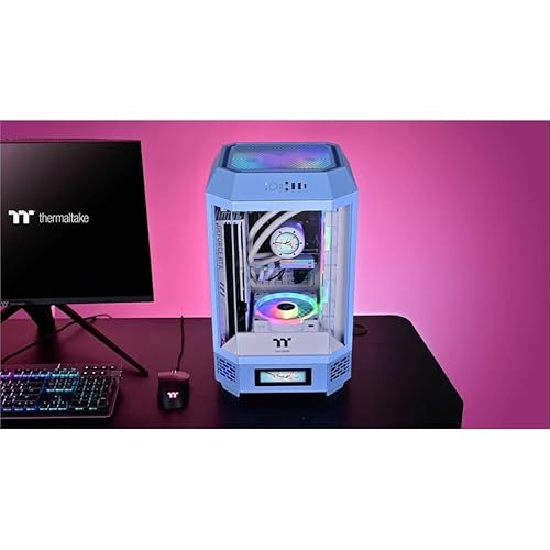 Thermaltake Tower 250 Hydrangea Blue Mini-ITX Mini Tower; 2x120mm CT Fans Included; 360mm Radiator Support; 360mm GPU Clearance; Dual Chamber; CA-1Z9-00SFWN-00 Tower 250 Hydrangea Blue Case