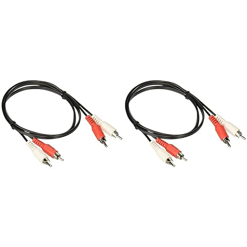 Legrand - C2G RCA Audio Cable, RCA Stereo Cable with Double Shielded Cable with Molded Connectors, 3 Foot Cable, 1 Count, Black, C2G 40463 (Pack of 2)