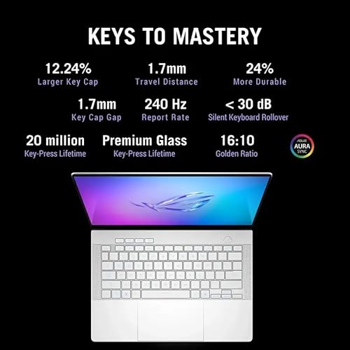 ASUS ROG Zephyrus G14 14 OLED 3K 120Hz Gaming Laptop, AMD Ryzen 9 270, RTX5060 8GB, 16GB LPDDR5X RAM 1TB SSD, Wi-Fi7 Bluetooth, BacklitKB, Windows 11, Platinum White, with HDMI Cable, W/GaLiMu 16GB RAM | 1TB SSD Windows 11