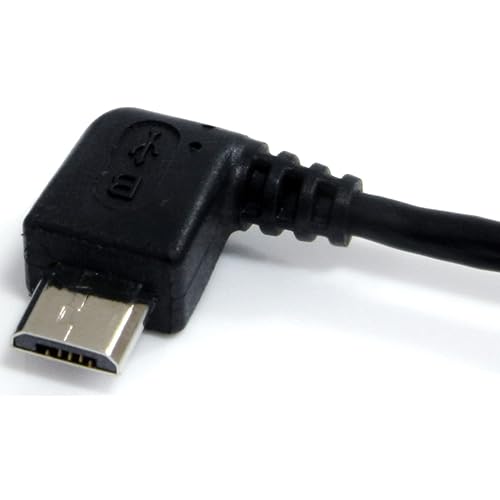 StarTech.com 1 ft. (0.3 m) USB to Micro USB Cable - USB 2.0 A to Left Angle Micro B - Black - Micro USB Cable (UUSBHAUB1LA) Left Angle 1 ft/0.3 m
