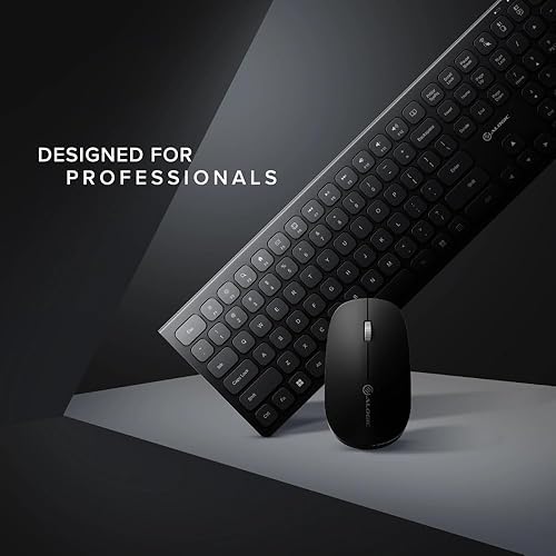 Alogic Echelon USB-C Rechargeable Wireless Mouse and Keyboard for Windows | Wireless Keyboard & Mouse | Designed for The Modern Office | Windows | Black