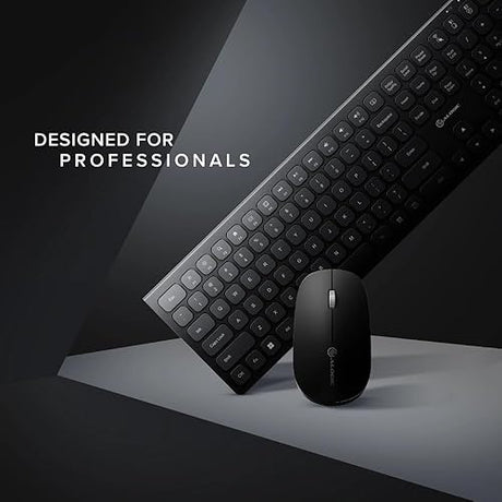 Alogic Echelon USB-C Rechargeable Wireless Mouse and Keyboard for Windows | Wireless Keyboard & Mouse | Designed for The Modern Office | Windows | Black
