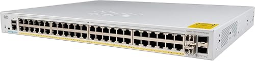 Cisco Catalyst 1000-48P-4X-L Network Switch, 48 Gigabit Ethernet PoE+ Ports, 370W PoE Budget, 4 10G SFP+ Uplink Ports, Enhanced Limited (C1000-48P-4X-L)