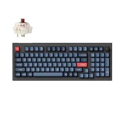 Keychron V5 Max Wireless Hot-Swappable RGB Mechanical Keyboard 2.4 GHz & Bluetooth Jupiter Brown Switches ABS Plastic Frame with Knob 96% Layout (100 Keys) Windows Mac OS Linux, Carbon Black (V5M-D3)