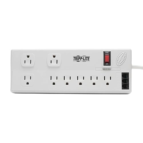 Tripp Lite Surge Protector Power Strip 8 Outlet, 6ft Cord, DSL/Phone/Modem Protection, 3150 Joules, TAA 8 Outlets + DSL/Phone/Modem