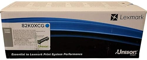 Lexmark Extra High Yield Cyan Return Program Toner Cartridge for US Government, 22000 Yield (82K0XCG)