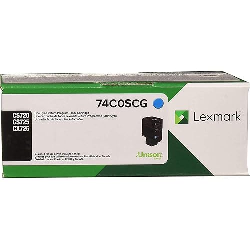 Lexmark Cyan Return Program Toner Cartridge for US Government, 7000 Yield (74C0SCG)