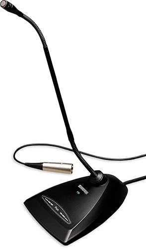 Shure Microflex MX412D/S Supercardioid Condenser Microphone, 12 Gooseneck, Desktop Base with 10' Cable, Logic Functions, Programmable Switch, LED Indicator, Snap-Fit Foam Windscreen 12 Gooseneck Supercardioid Desktop Base