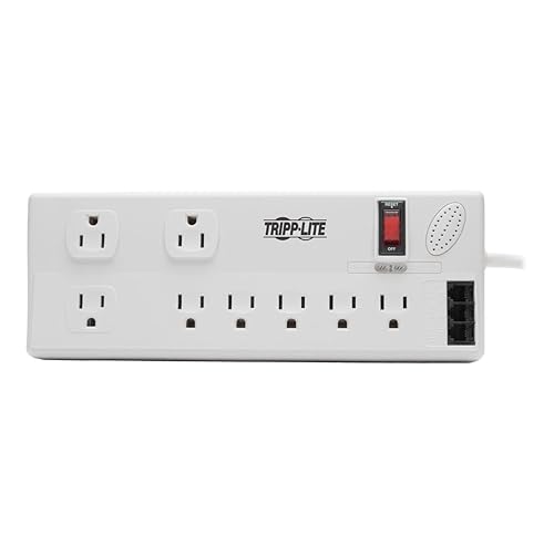 Tripp Lite TLP808TELTAA Surge Protector 120V 5-15R 8 Outlet RJ11 8-Feet Cord 2160 J TAA GSA 8 Outlets + Tel/Fax/Modem