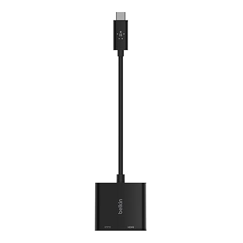 Belkin USB C to HDMI Adapter + USBC Charging Port to Charge While You Display, Supports 4K UHD Video, Passthrough Power up to 60W for Connected Devices, Compatible with MacBook, iPad, Windows Adapter USB-C to HDMI + Charging