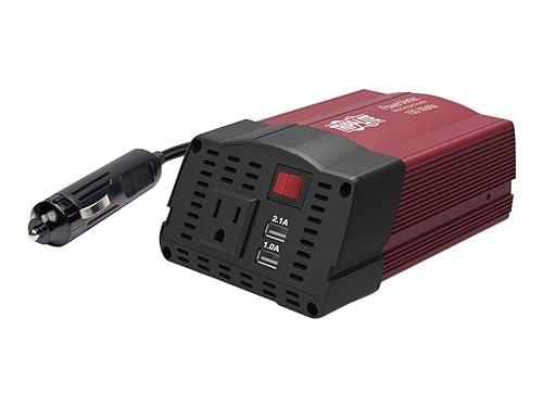 Tripp Lite 150W Compact Portable Car Power Inverter 1 Outlet 12V DC to 120V AC w/ 2-Port USB Charging Ports (PV150USB) 150W + USB