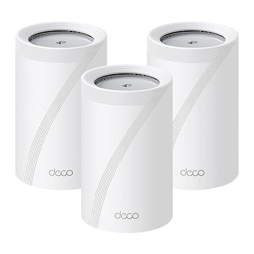 TP-Link Deco BE11000 Tri-Band WiFi 7 Mesh (Deco BE65 Pro) - 11 Gbps, 6 GHz/5 GHz/2.4 GHz Bands, 5 Gbps Ports, MLO, 320 MHz Channels, HomeShield, Universal Compatibility - 3-Pack Wi-Fi 7 | BE11000 Tri-Band 5G Port, 2.5G Port 3-Pack