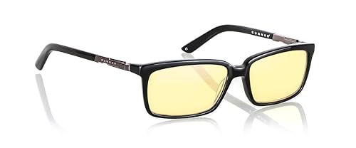 Gunnar Optiks HAU-00101 Haus Full Rim Advanced Computer Glasses with European Modernistic Detailing and Amber Lens Tint, Onyx Frame Finish