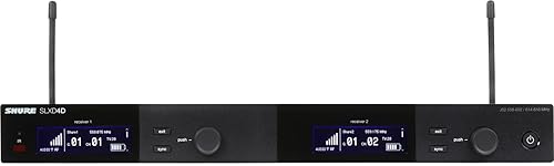 Shure SLXD4 Dual Channel Receiver - for use with SLX-D Digital Wireless Microphone Systems, Transmitters Sold Separately | J52 Band (SLXD4D=-J52)
